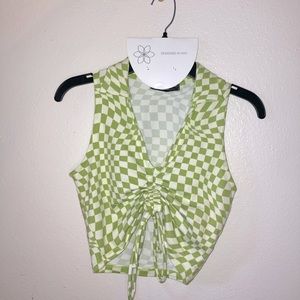 Green Psychedelic Checkered Crop Top